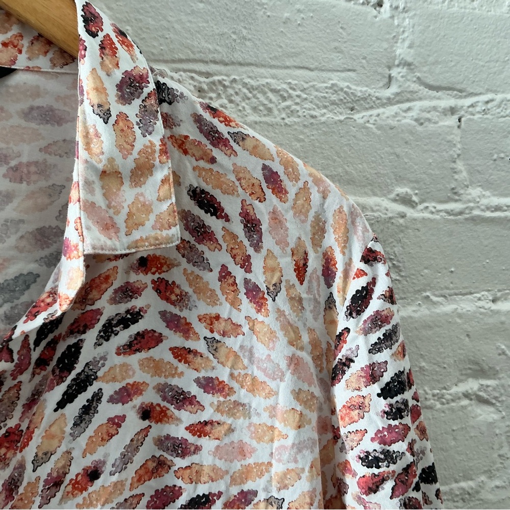 NIC+ZOE Multicolor Printed Button Up Tunic Top Stretch Cotton Pockets Lagenlook - Picture 5 of 15